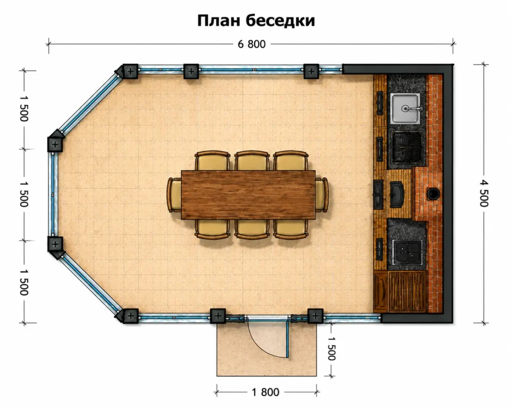 Беседка с барбекю №14