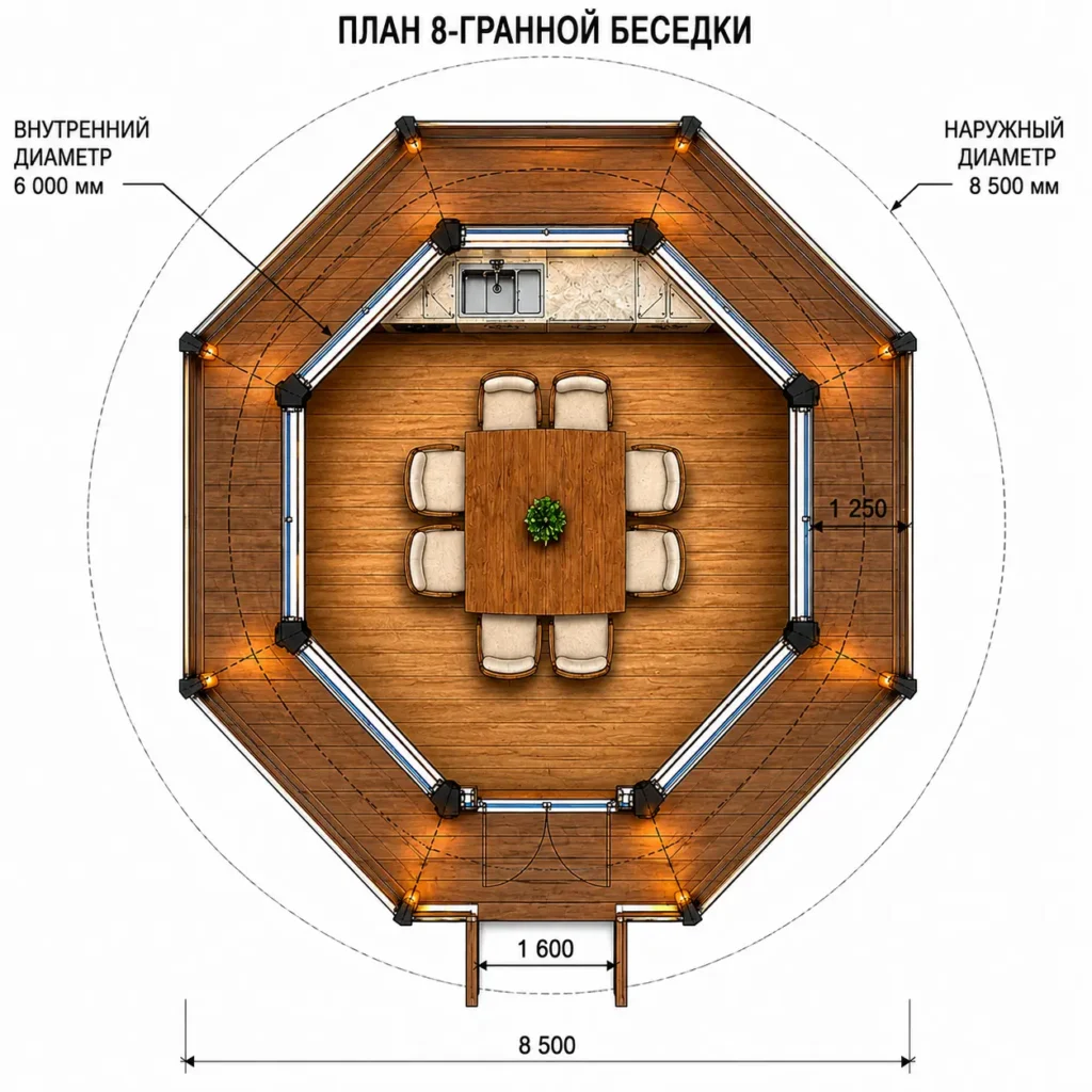 Беседка с барбекю №17