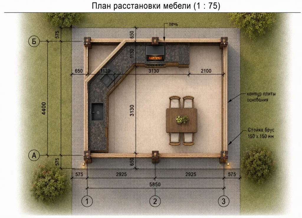 Беседка с барбекю №10